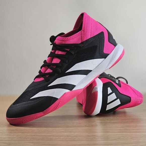 Adidas Predator Accuracy .3 Indoor Soccer Sala Shoes 10 Black Pink White GW7069 - Picture 1 of 12